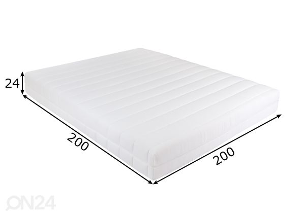 Topeltvedrustusega madrats Joey Lux Pocket 200x200 cm mõõdud