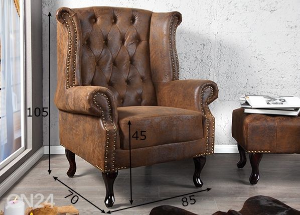 Tugitool Chesterfield mõõdud