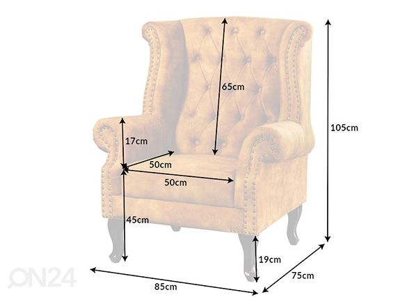 Tugitool Chesterfield mõõdud