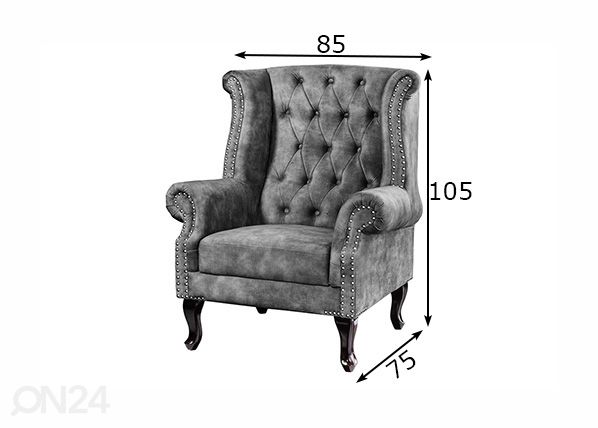 Tugitool Chesterfield mõõdud