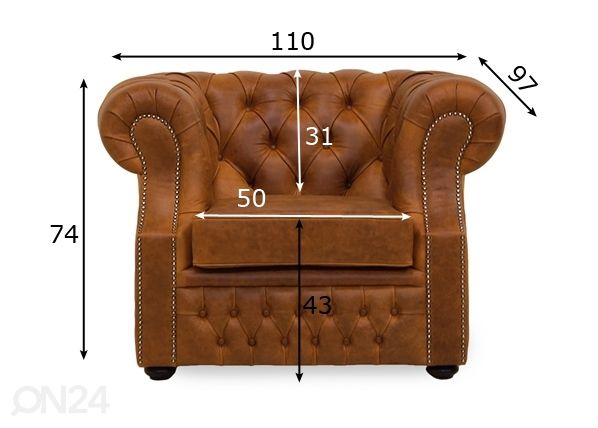 Tugitool Chesterfield Dubai mõõdud