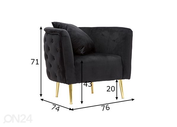 Tugitool Glam, must/kuld mõõdud