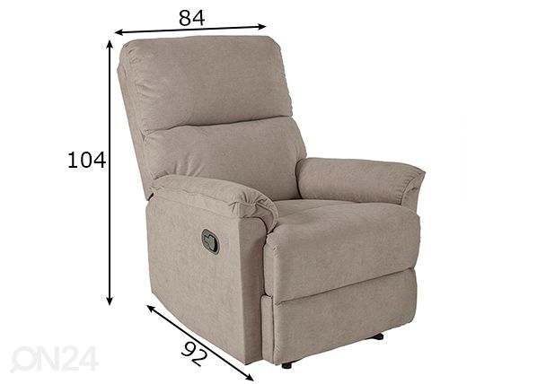 Tugitool Gustav Recliner mõõdud