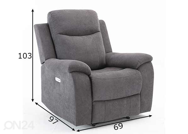 Tugitool Milo Recliner mõõdud