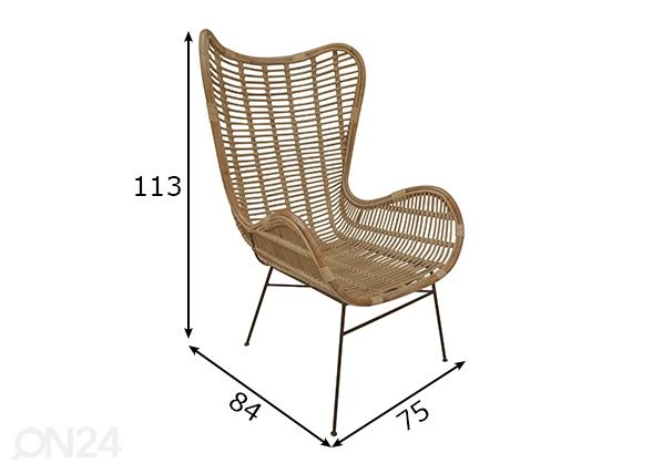 Tugitool Rattan mõõdud