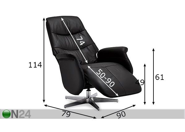 Tugitool recliner Delta mõõdud