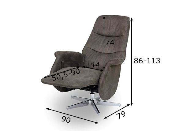 Tugitool recliner Delta mõõdud