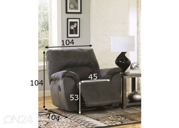 Tugitool recliner Tambo Pewter mõõdud