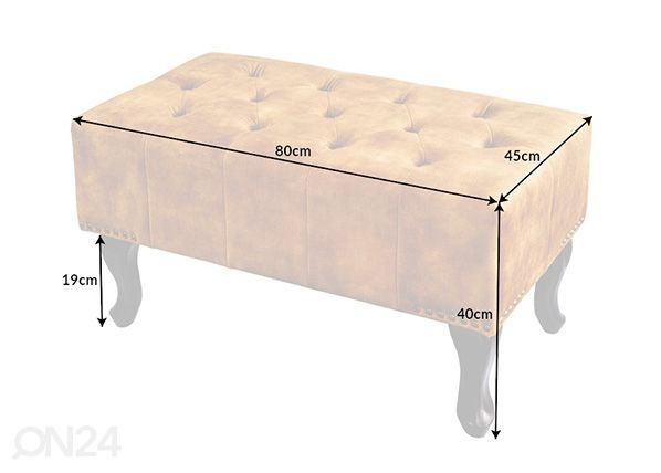 Tumba Chesterfield mõõdud
