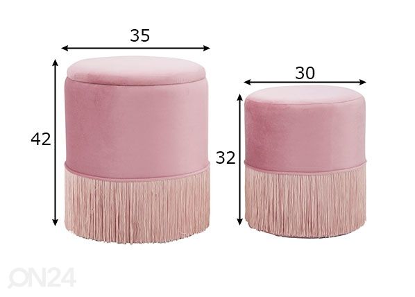 Tumbad Glam (2 tk), roosa mõõdud