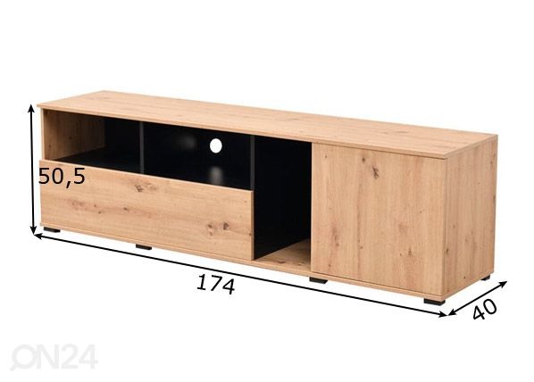 Tv-alus Cordoba, artisan tamm/must mõõdud