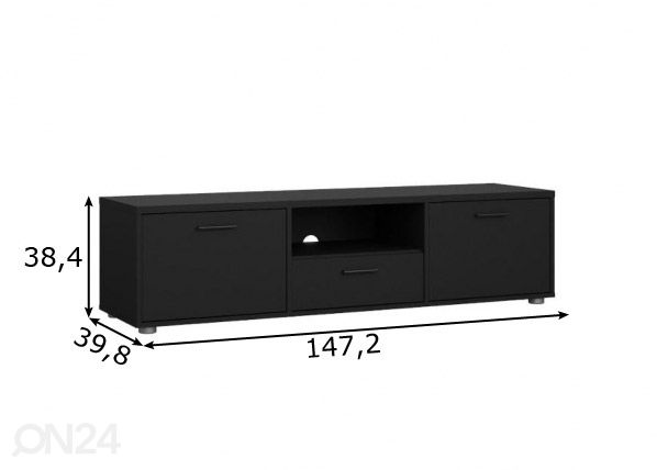 Tv-alus Media 147 cm, must mõõdud