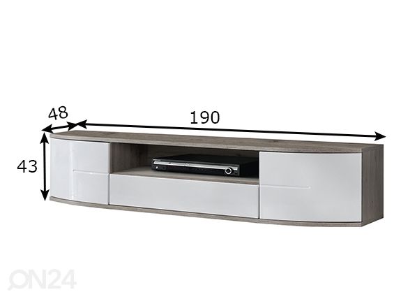 TV-alus Ontario 190 cm, san remo tamm mõõdud
