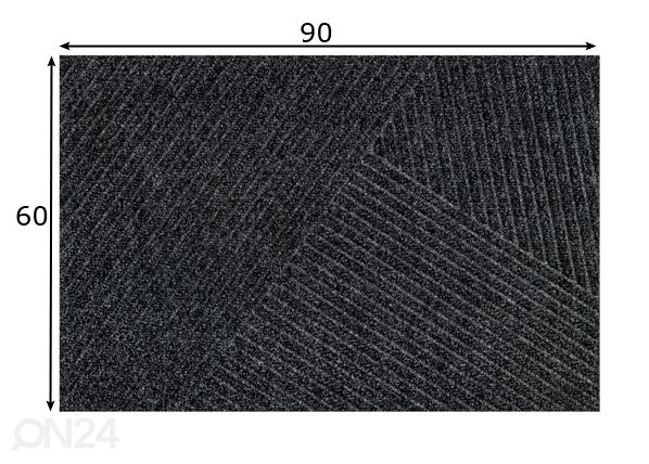 Uksematt Dune Stripes dark grey 60x90 cm mõõdud