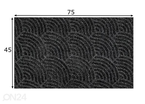 Uksematt Dune Waves dark grey 45x75 cm mõõdud
