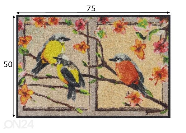 Uksematt Garden Birds 50x75 cm mõõdud