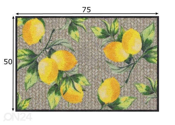 Uksematt Lemons Pure 50x75 cm mõõdud