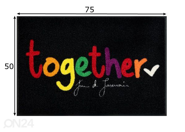 Uksematt together in love 50x75 cm mõõdud