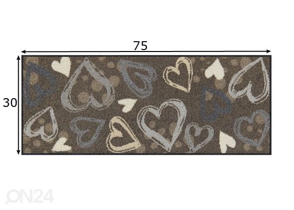 Uksematt Valentine Hearts city-chic 30x75 cm mõõdud