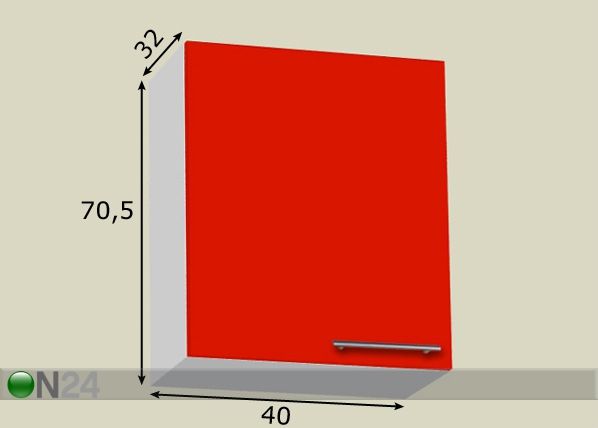 Ülemine köögikapp 40 cm mõõdud