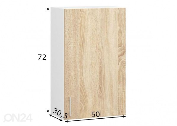 Ülemine köögikapp 50 cm mõõdud