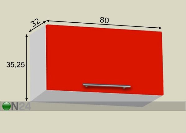 Ülemine köögikapp h35 cm 80 cm mõõdud