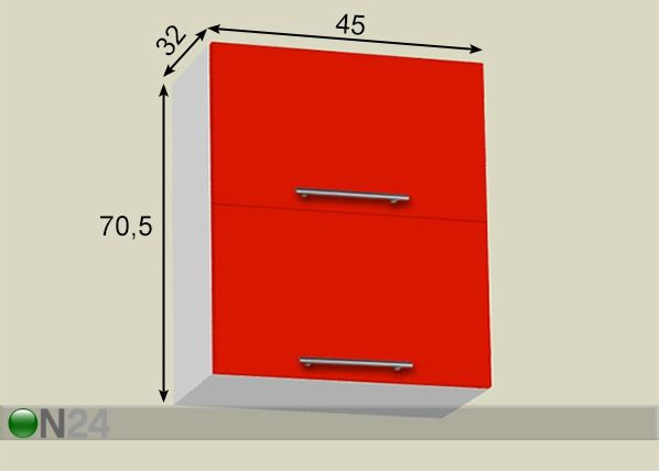 Ülemine köögikapp h70,5 cm 45 cm mõõdud