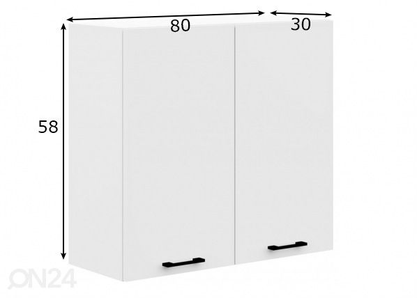 Ülemine köögikapp Visby 80 cm mõõdud