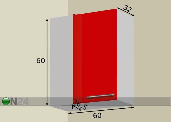 Ülemine nurgakapp H60 cm mõõdud