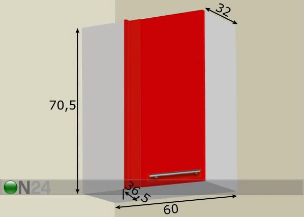 Ülemine nurgakapp H70,5 cm mõõdud