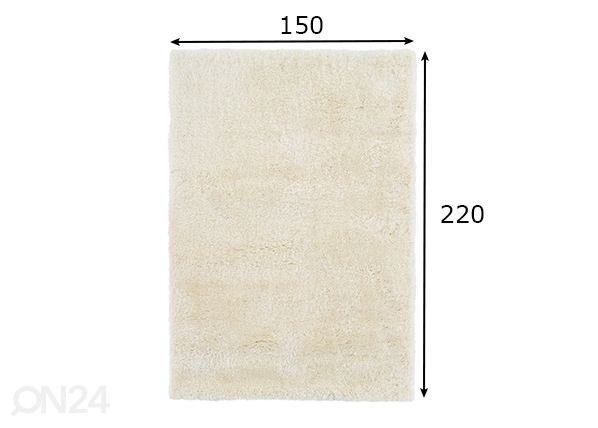 Vaip 150x220 cm, valge mõõdud