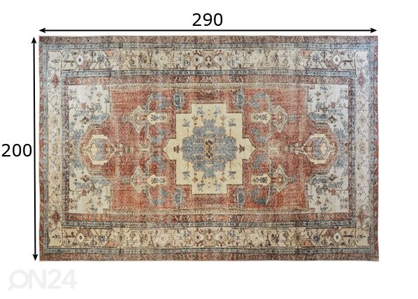 Vaip Afghan Brick 200x290 cm mõõdud