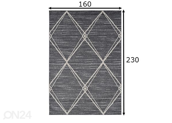 Vaip Aztec 160x230 cm, tumehall/kreemjas mõõdud
