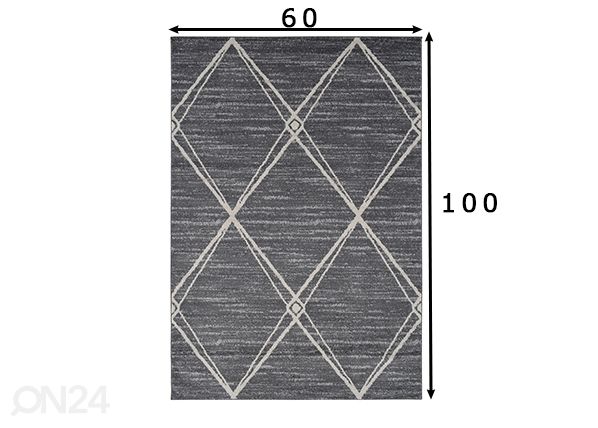 Vaip Aztec 60x100 cm, tumehall/beež mõõdud