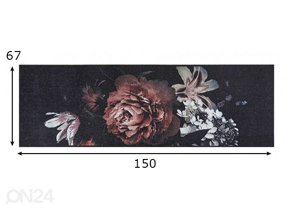 Vaip Bella Rosa 67x150 cm mõõdud