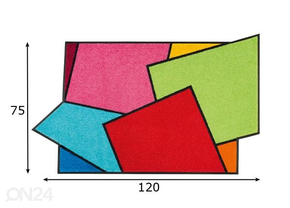 Vaip Crazy Cubes 75x120 cm mõõdud