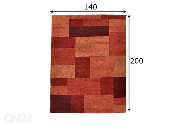 Vaip Dalas, 140x200 cm punane mõõdud