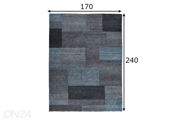 Vaip Dalas, 170x240 cm türkiis mõõdud