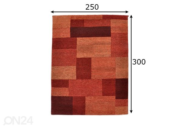 Vaip Dalas, 250x300 cm punane mõõdud