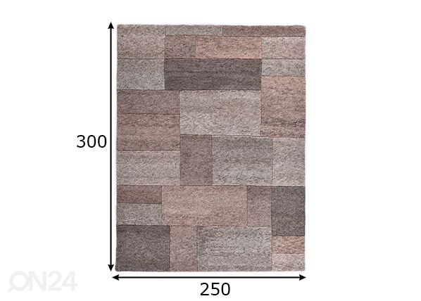 Vaip Dalas, 250x300 cm roosa mõõdud