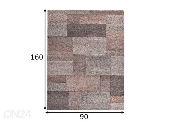Vaip Dalas, 90x160 cm roosa mõõdud