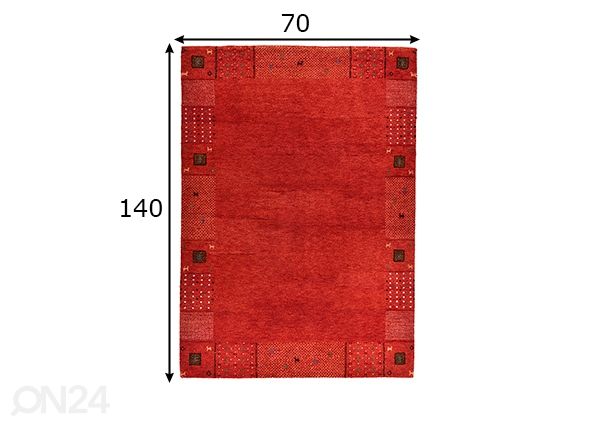 Vaip Denver, 70x140 cm punane mõõdud