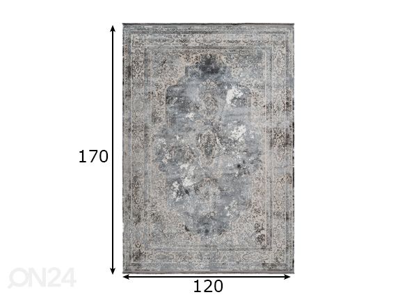 Vaip Elysee Silver 120x170 cm mõõdud