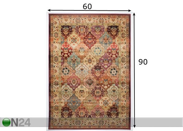 Vaip Gabiro 60x90cm, punane mõõdud