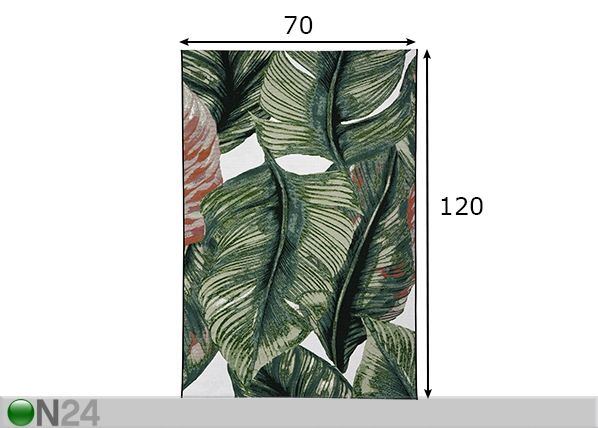 Vaip Garden Leaf 70x120cm mõõdud