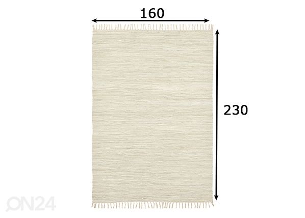 Vaip Happy Cotton 160x230 cm, naturaalne mõõdud