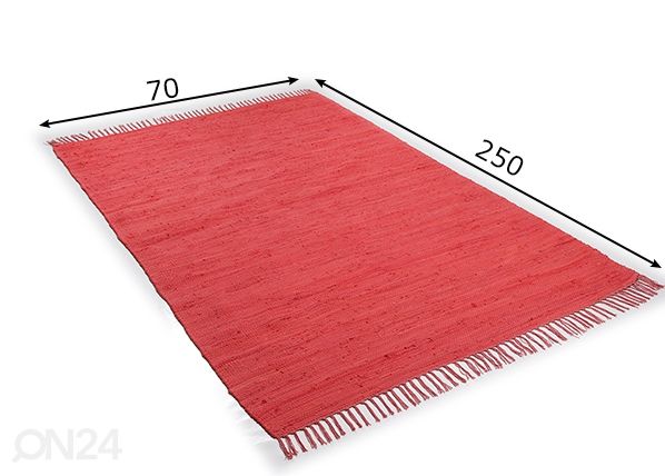 Vaip Happy Cotton 70x250 cm, punane mõõdud