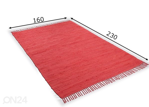 Vaip Happy Cotton UNI 160x230 cm, punane mõõdud