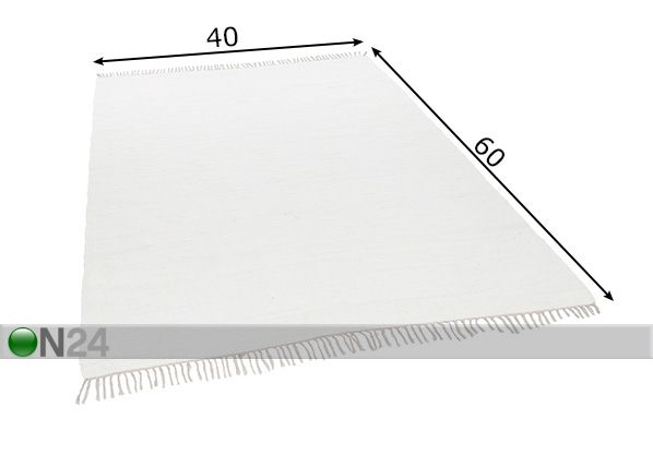 Vaip Happy Cotton Uni 40x60 cm, valge mõõdud