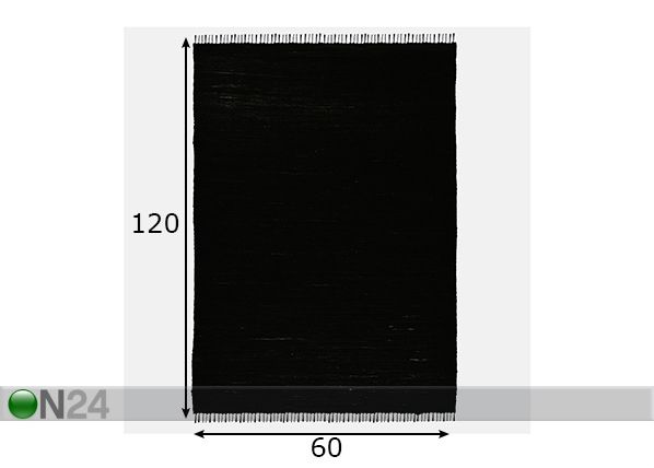 Vaip Happy Cotton Uni 60x120 cm, must mõõdud